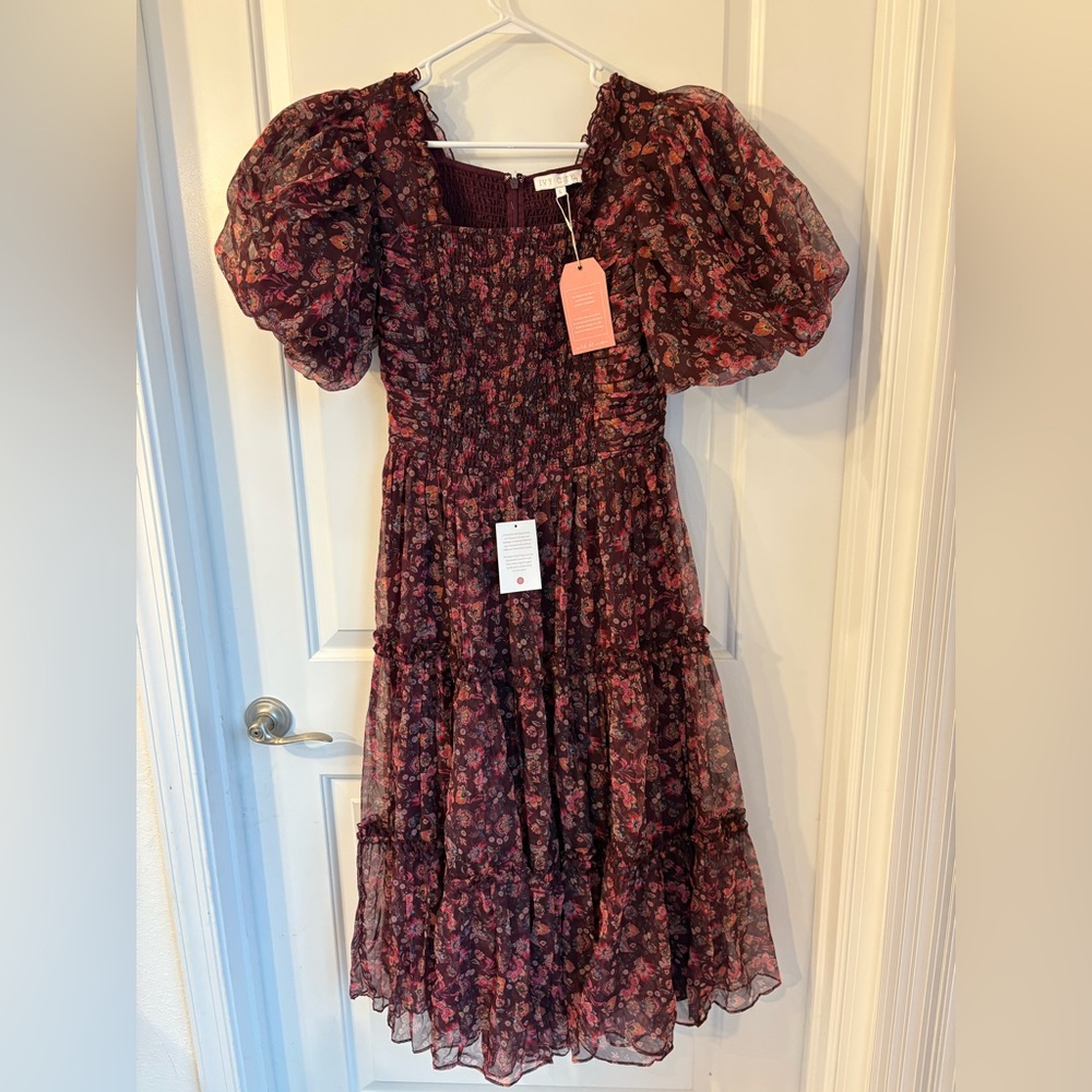 Ivy City Co Burgundy Floral Long Sleeve Dress